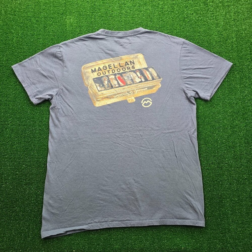 Magellan Tshirt Mens‎ Large Blue Short Sleeve Fishing Tackle Box Casual Outdoor